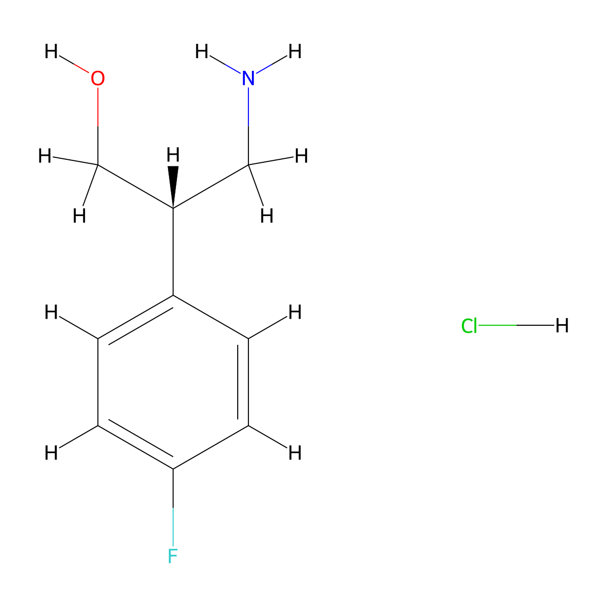 (S)-3-Amino-2-(4-fluoro-phenyl)-propan-1-ol, hydrochloride molecular structure, CAS 1442114-31-9