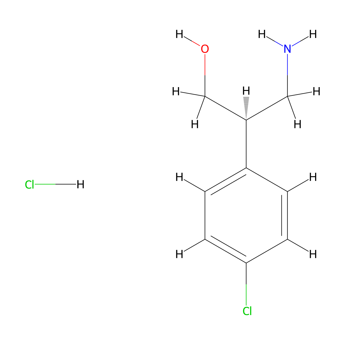 (R)-3-Amino-2-(4-chloro-phenyl)-propan-1-ol, hydrochloride molecular structure, CAS 1442114-42-2