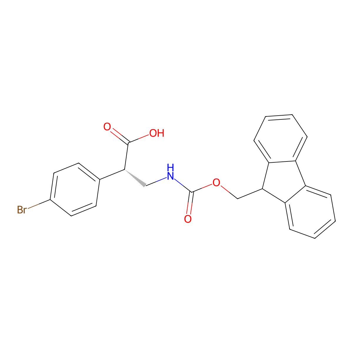 (S)-3-(9H-Fluoren-9-ylmethoxycarbonylamino)-2-(4-bromo-phenyl)-propionic acid molecular structure, CAS 1442114-43-3