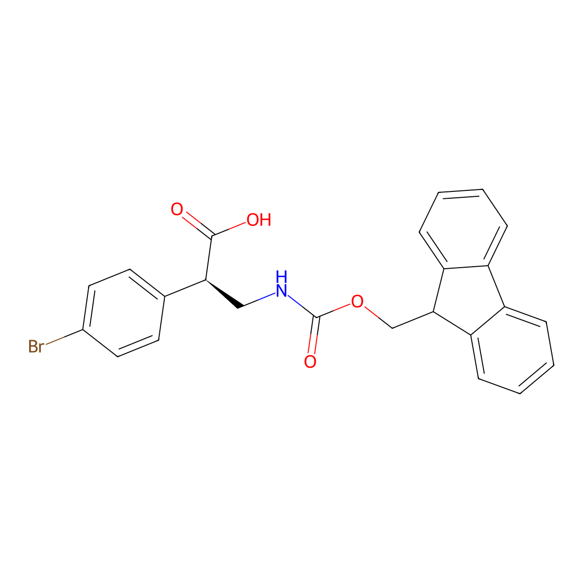 (R)-3-(9H-Fluoren-9-ylmethoxycarbonylamino)-2-(4-bromo-phenyl)-propionic acid molecular structure, CAS 1442114-66-0