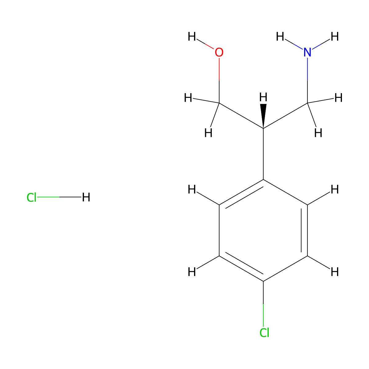 (S)-3-Amino-2-(4-chloro-phenyl)-propan-1-ol, hydrochloride molecular structure, CAS 1442114-72-8