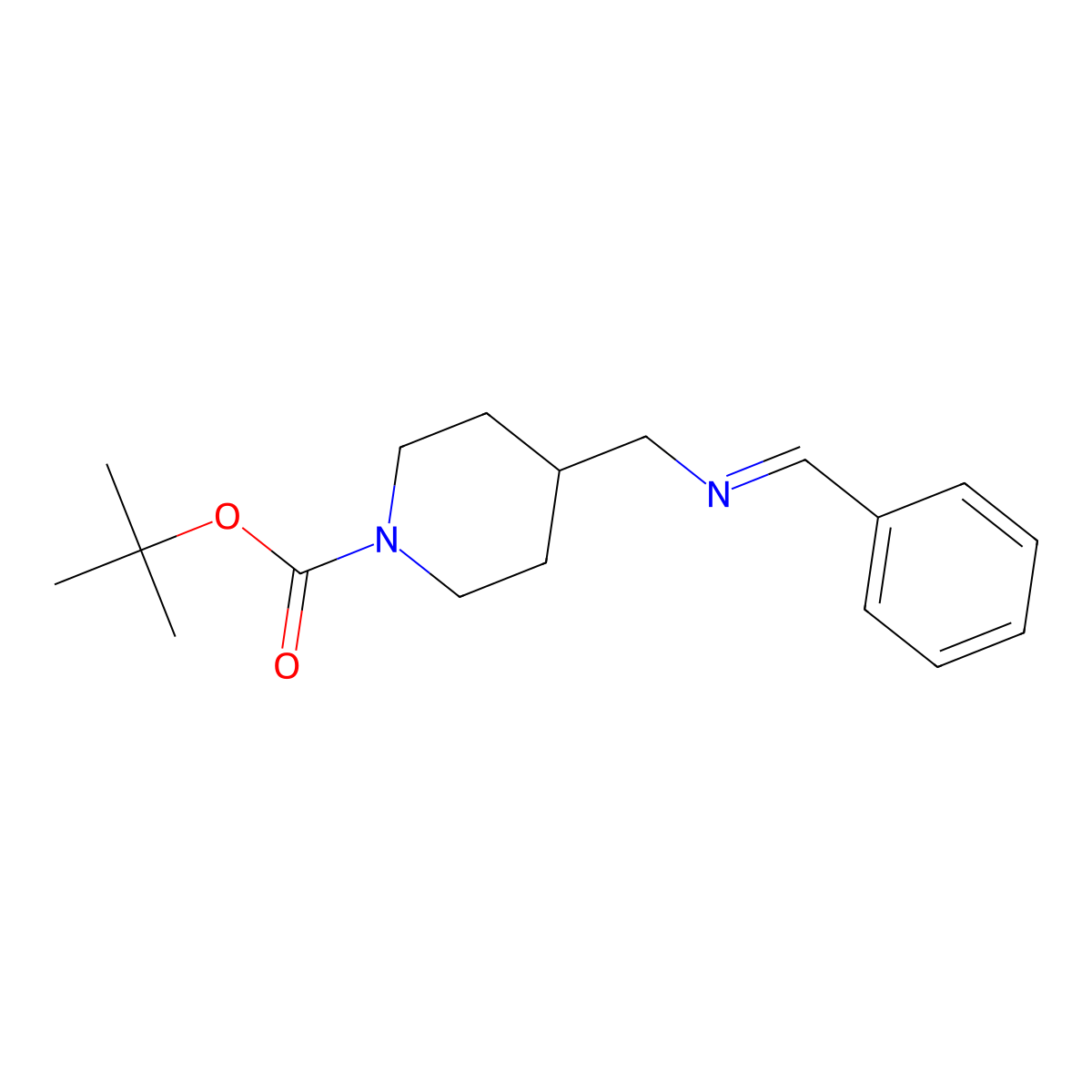 tert-Butyl 4-(benzylideneamino)methyl) piperidine-1-carboxylate molecular structure, CAS 144222-21-9