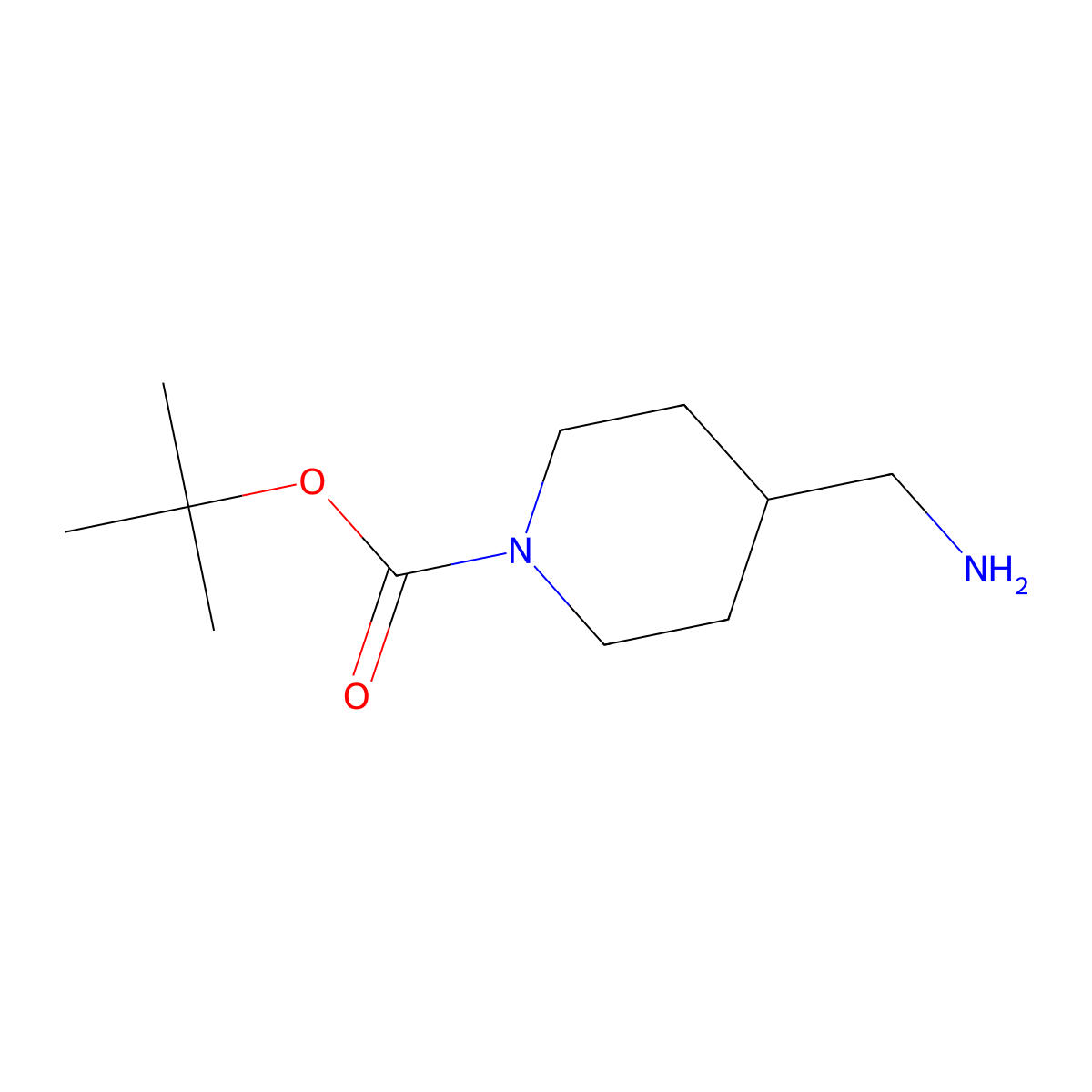 1-Boc-4-(aminomethyl)piperidine molecular structure, CAS 144222-22-0