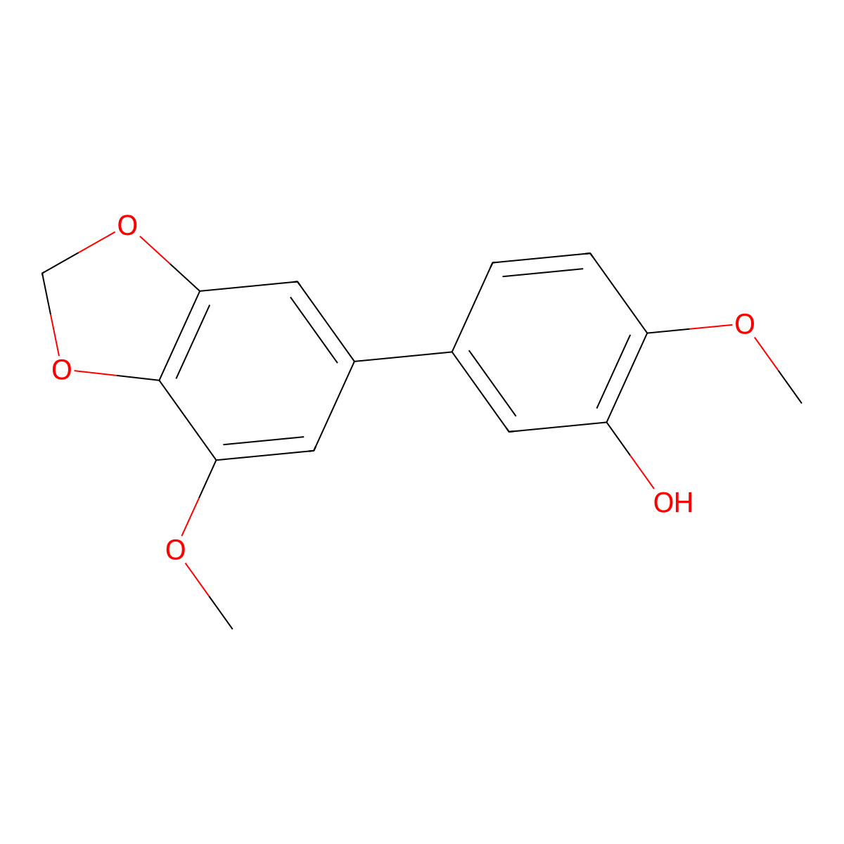 2-Methoxy-5-(7-methoxy-2H-1,3-benzodioxol-5-yl)phenol molecular structure, CAS 144223-82-5