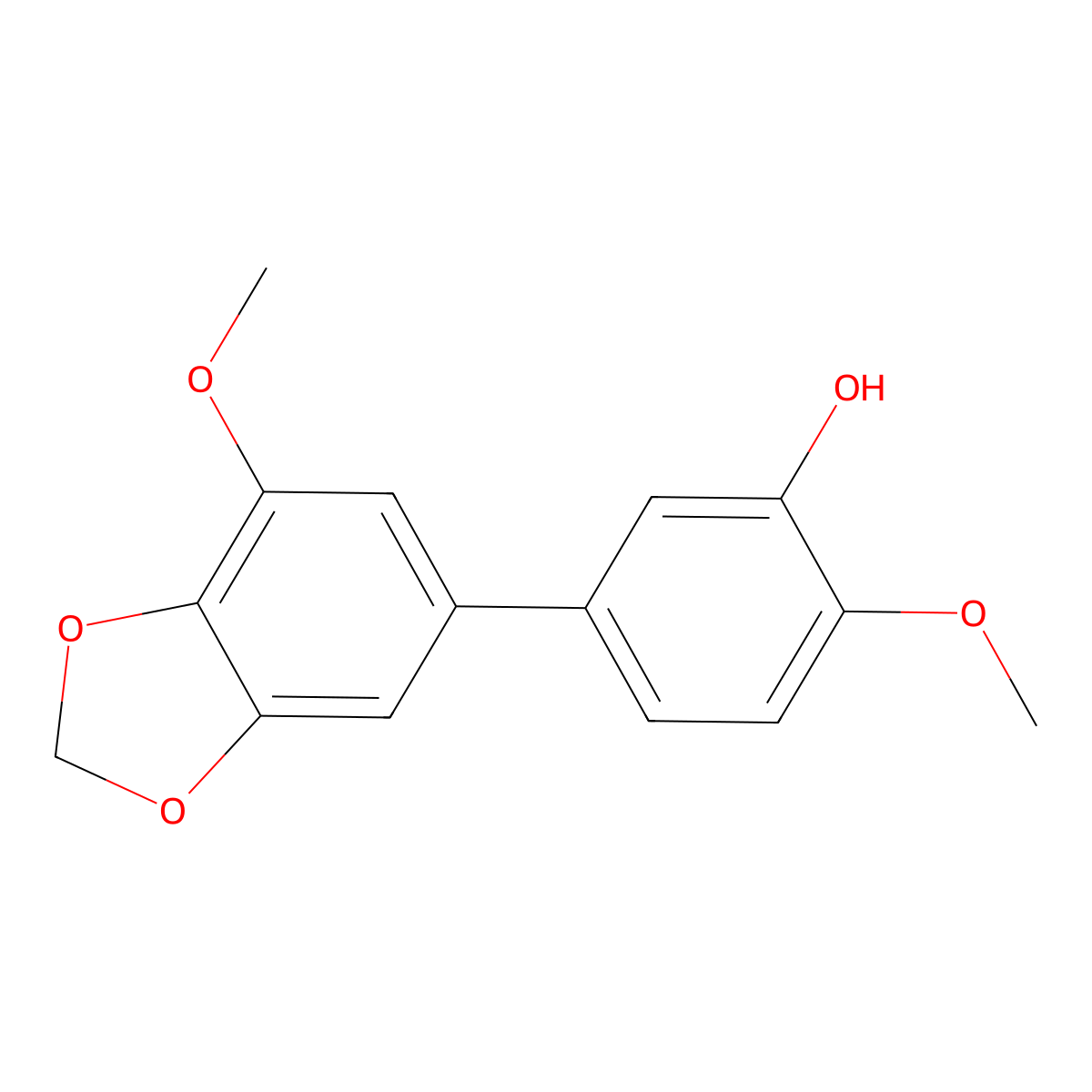 2-Methoxy-5-(7-methoxy-2H-1,3-benzodioxol-5-yl)phenol molecular structure, CAS 144223-82-5