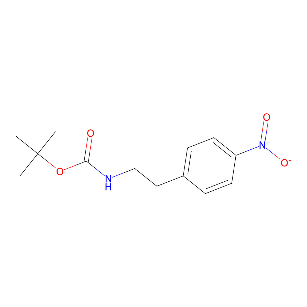 Tert-butyl N-[2-(4-nitrophenyl)ethyl]carbamate molecular structure, CAS 144226-16-4
