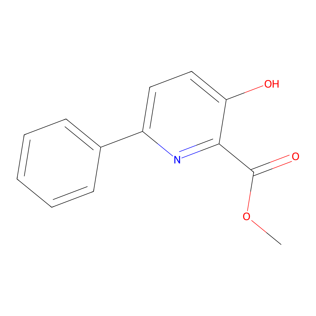 Methyl 3-hydroxy-6-phenylpicolinate molecular structure, CAS 144233-92-1