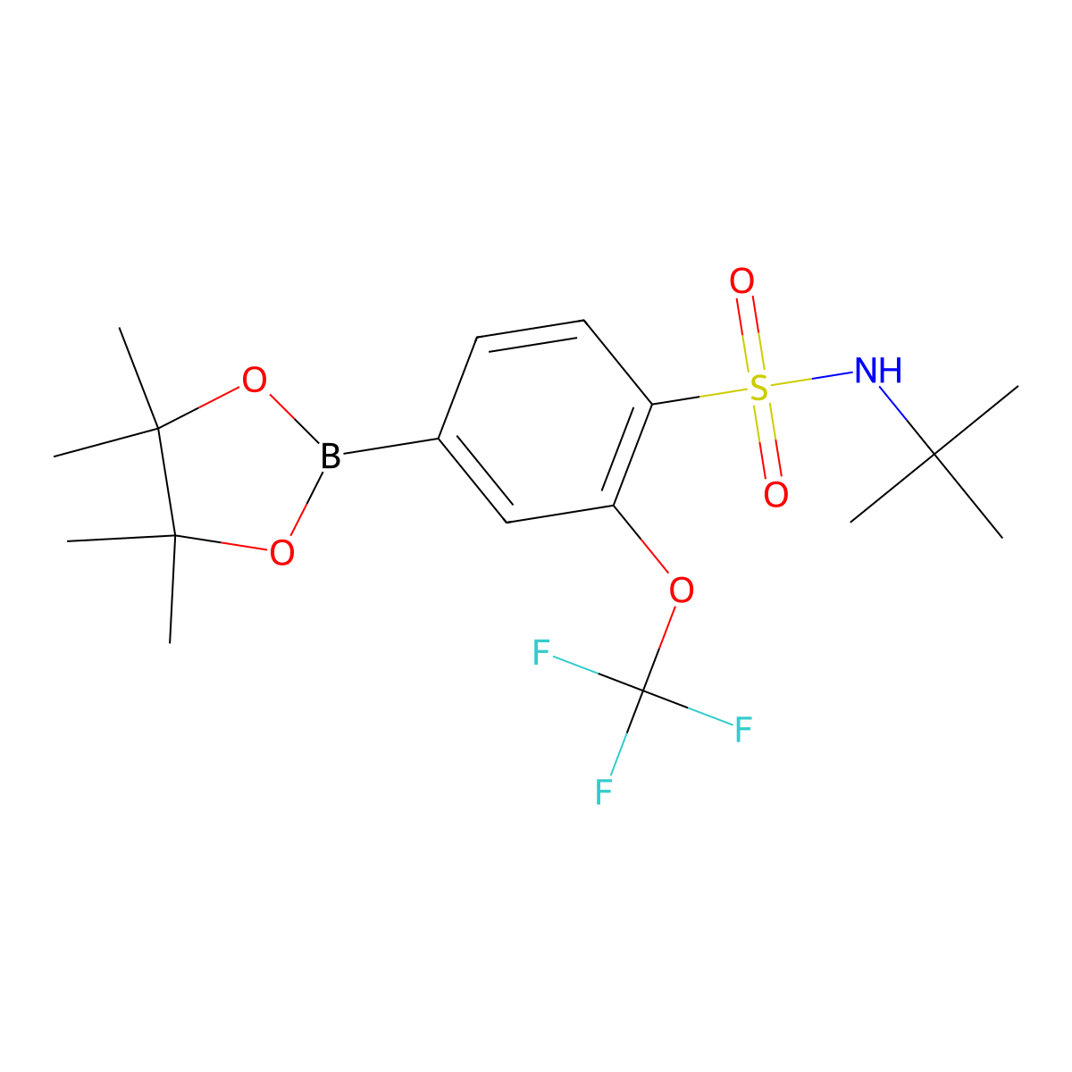 N-tert-Butyl-4-(4,4,5,5-tetramethyl-[1,3,2]dioxaborolan-2-yl)-2-trifluoromethoxybenzenesulfonamide molecular structure, CAS 1442431-27-7