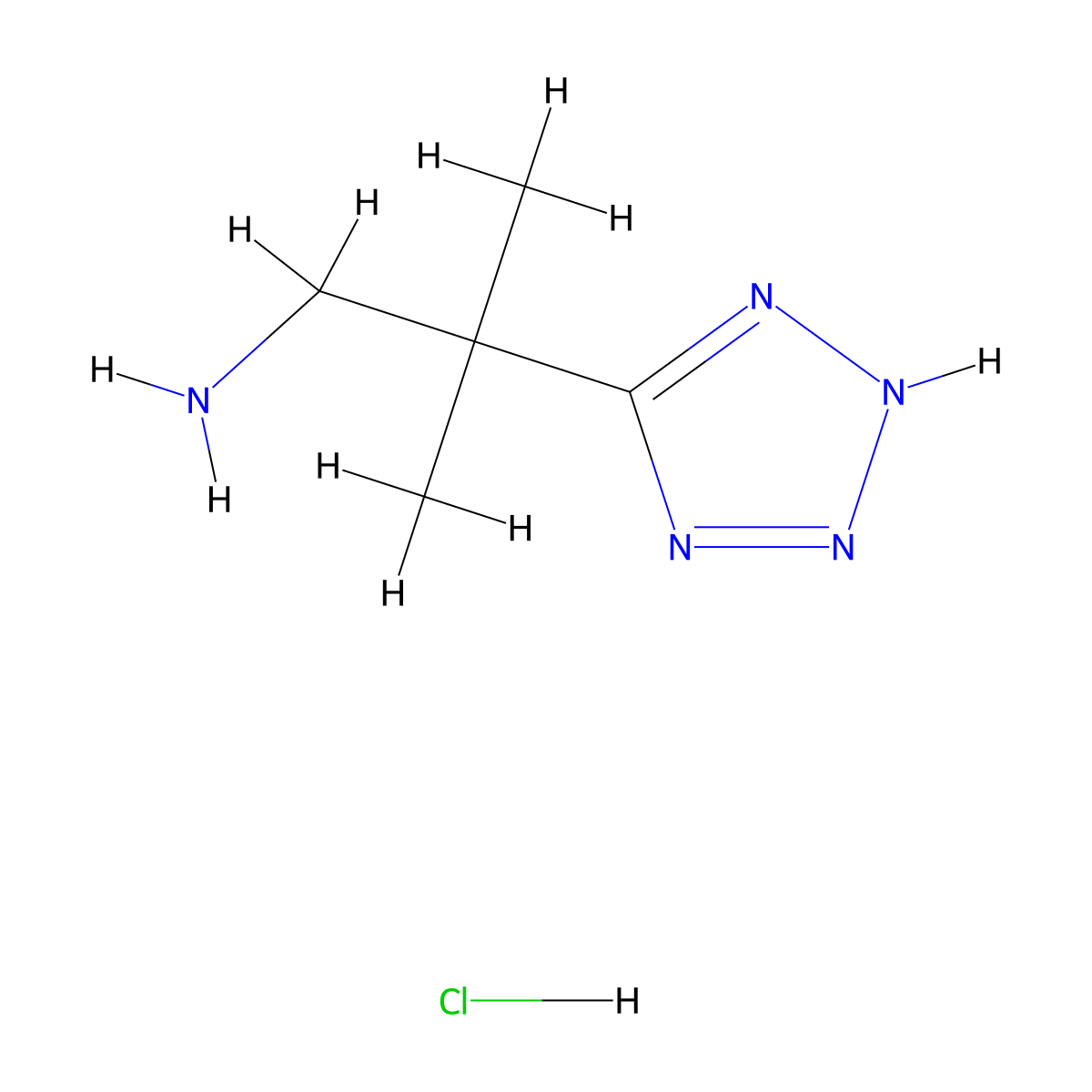 2-methyl-2-(2H-tetrazol-5-yl)propan-1-amine;hydrochloride molecular structure, CAS 1442432-24-7