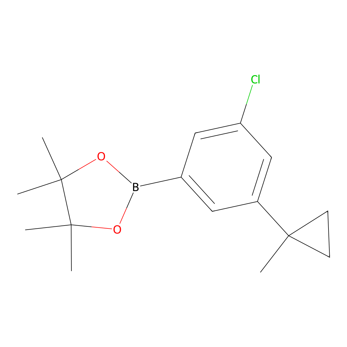 2-(3-Chloro-5-(1-methylcyclopropyl)phenyl)-4,4,5,5-tetramethyl-1,3,2-dioxaborolane molecular structure, CAS 1442432-31-6