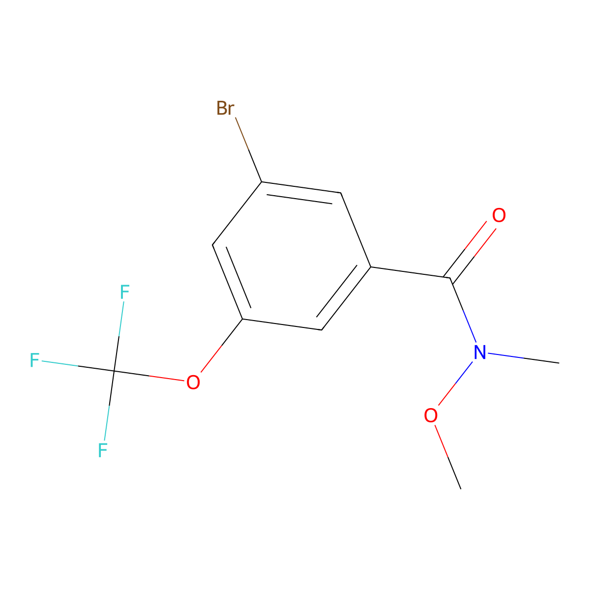 3-Bromo-N-methoxy-N-methyl-5-(trifluoromethoxy)benzamide molecular structure, CAS 1442432-32-7