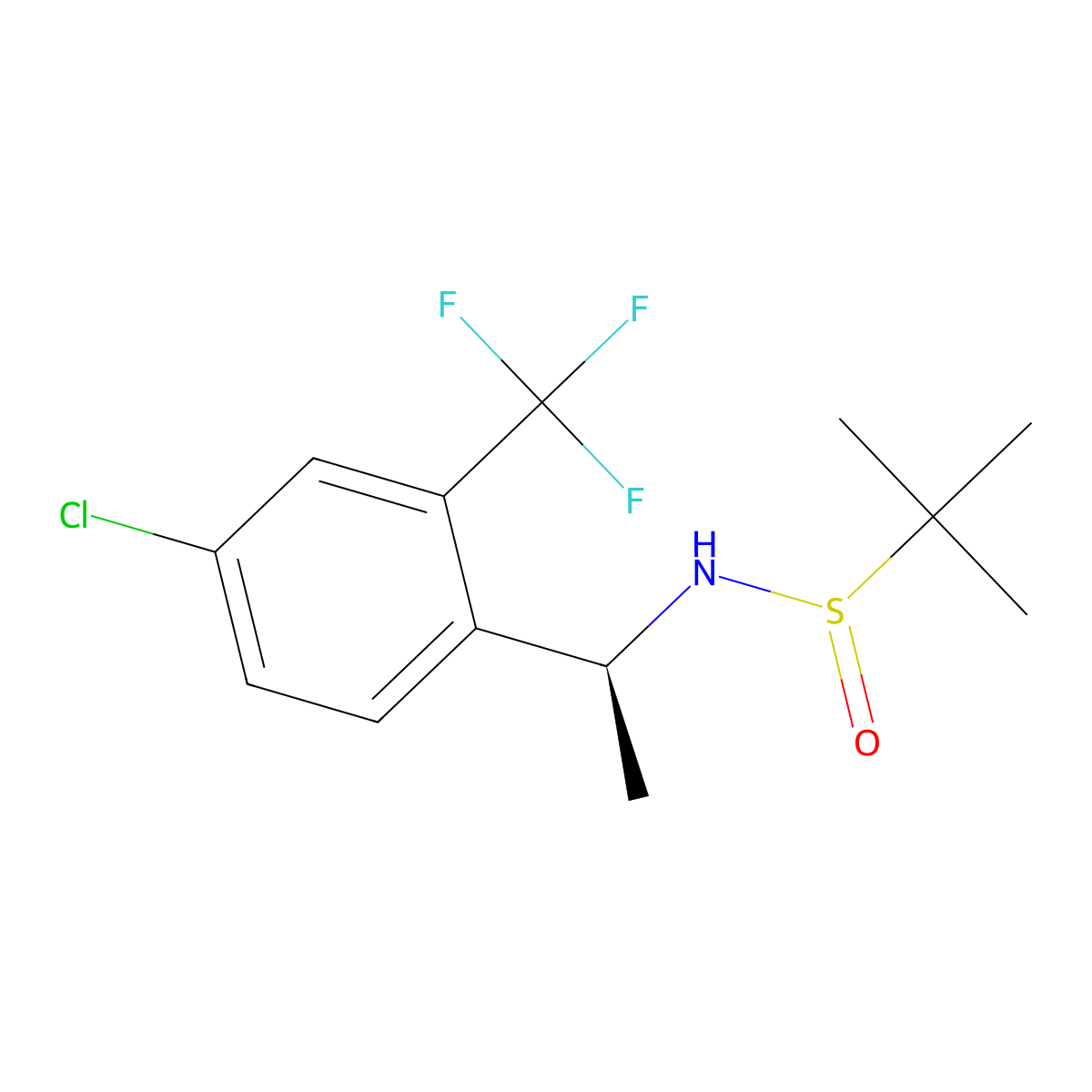 N-((S)-1-(4-chloro-2-(trifluoromethyl)phenyl)ethyl)-2-methylpropane-2-sulfinamide molecular structure, CAS 1442445-20-6