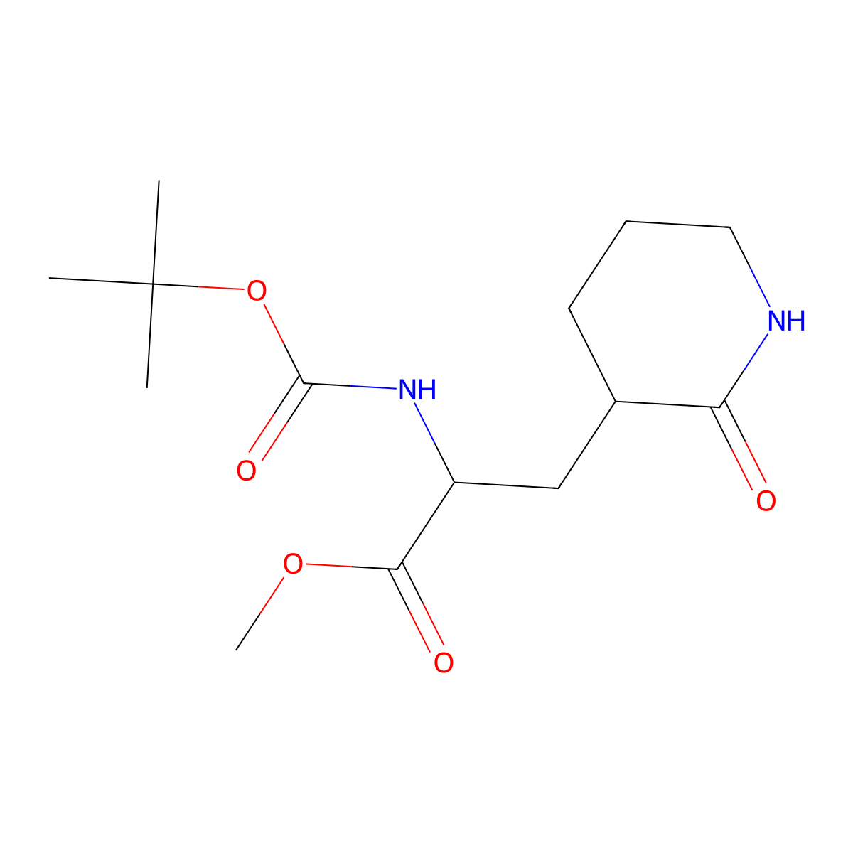 (S)-Methyl 2-((tert-butoxycarbonyl)amino)-3-((S)-2-oxopiperidin-3-yl)propanoate molecular structure, CAS 1442483-69-3