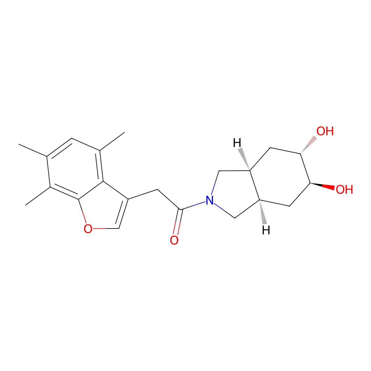 (3aR*,5S*,6S*,7aS*)-2-[(4,6,7-trimethyl-1-benzofuran-3-yl)acetyl]octahydro-1H-isoindole-5,6-diol molecular structure, CAS 1442484-31-2