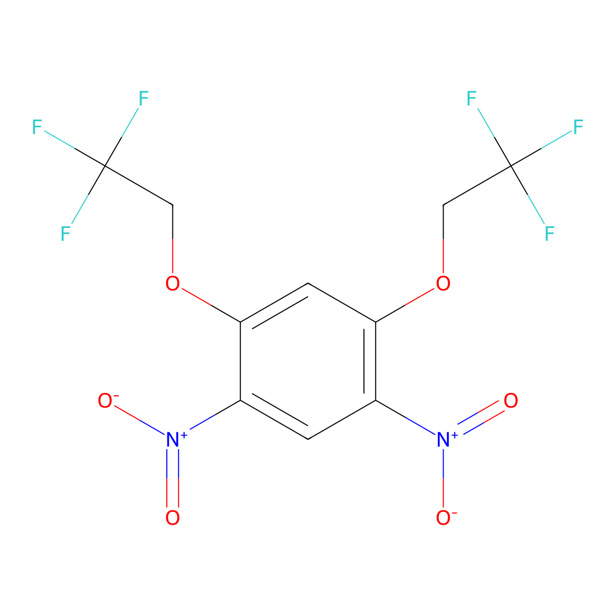 Benzene, 1,5-dinitro-2,4-bis(2,2,2-trifluoroethoxy)- molecular structure, CAS 144252-49-3