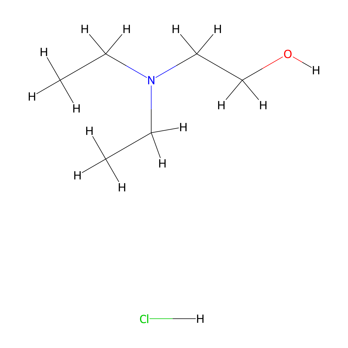 2-Diethylaminoethanol hydrochloride molecular structure, CAS 14426-20-1