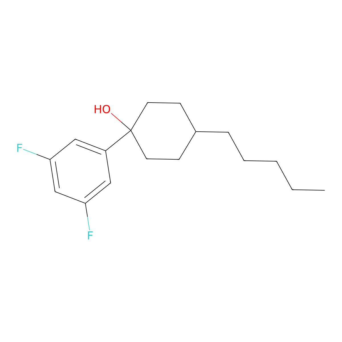 1-(3,5-Difluorophenyl)-4-pentylcyclohexan-1-OL molecular structure, CAS 144261-14-3