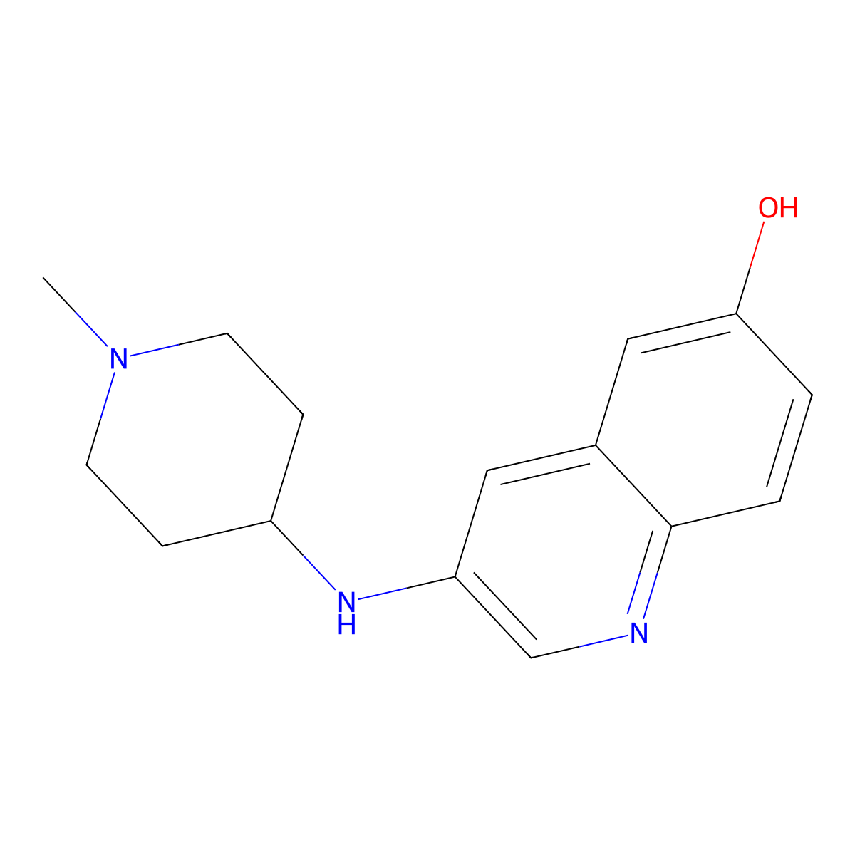 3-[(1-Methylpiperidin-4-yl)amino]quinolin-6-ol molecular structure, CAS 1442636-23-8