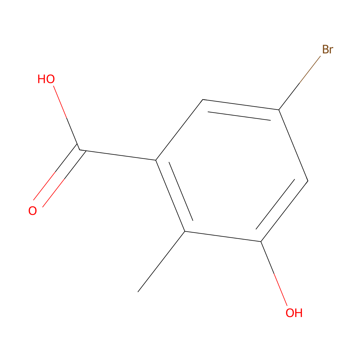 5-Bromo-3-hydroxy-2-methylbenzoic acid molecular structure, CAS 1442643-22-2