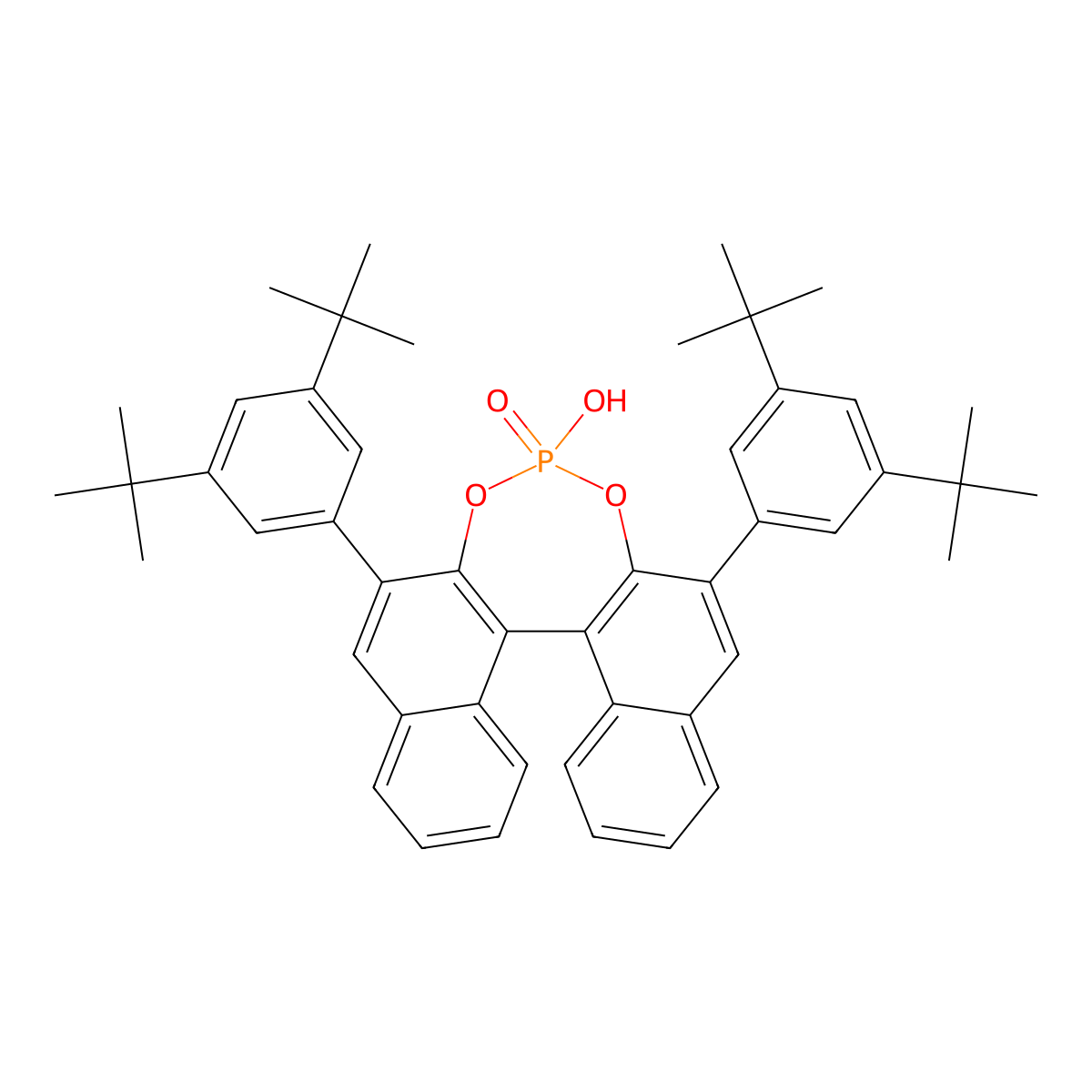 (R)-3,3'-Bis(3,5-di-tert-butylphenyl)-1,1'-binapthyl-2,2'-diyl hydrogenphosphate molecular structure, CAS 1442645-05-7