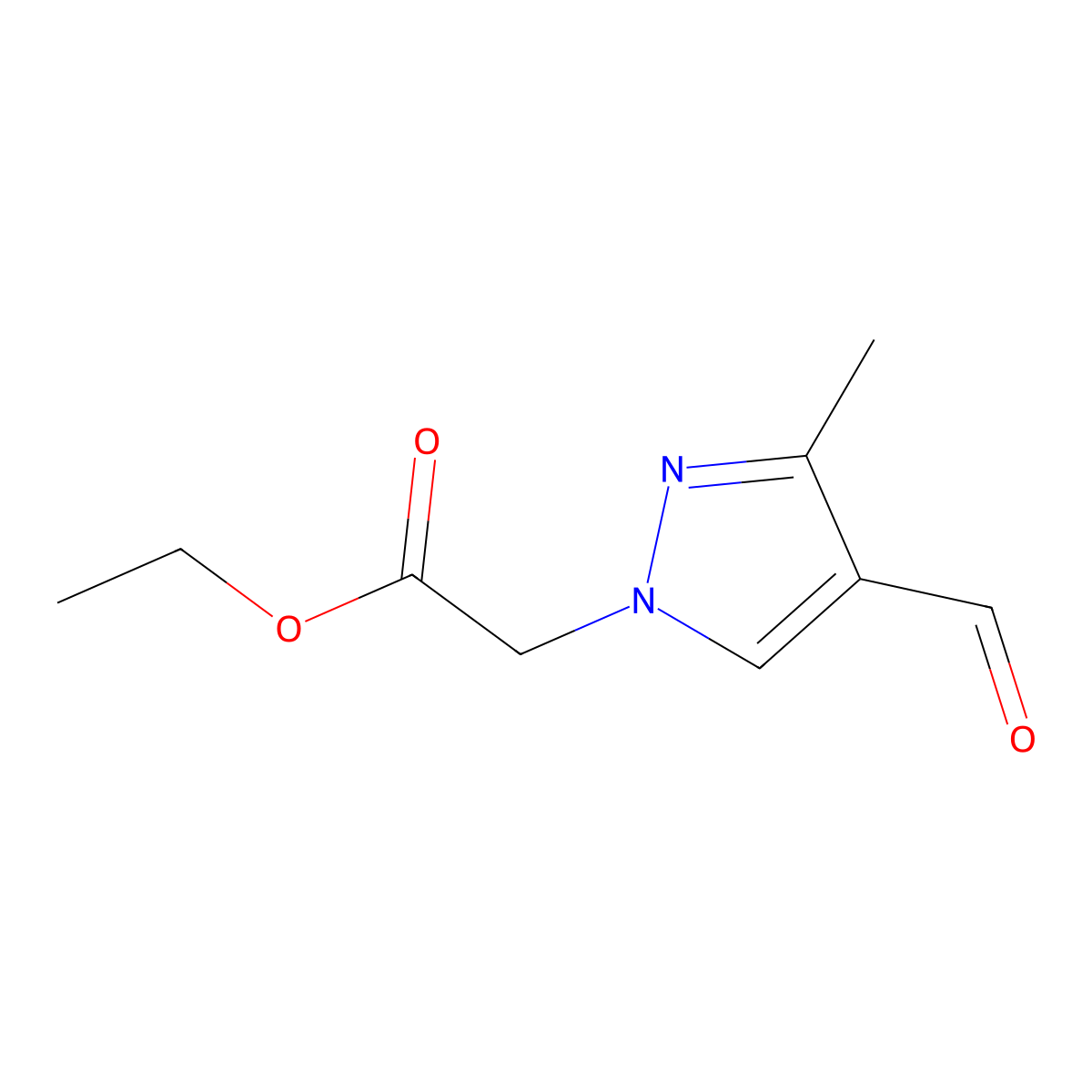 ethyl 2-(4-formyl-3-methyl-1H-pyrazol-1-yl)acetate molecular structure, CAS 1442646-81-2