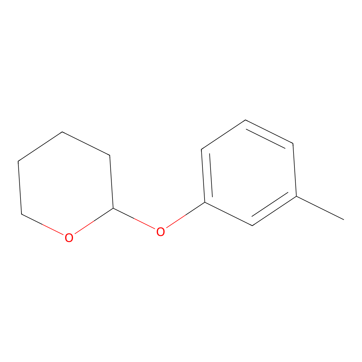 2H-Pyran, tetrahydro-2-(3-methylphenoxy)- molecular structure, CAS 144265-47-4