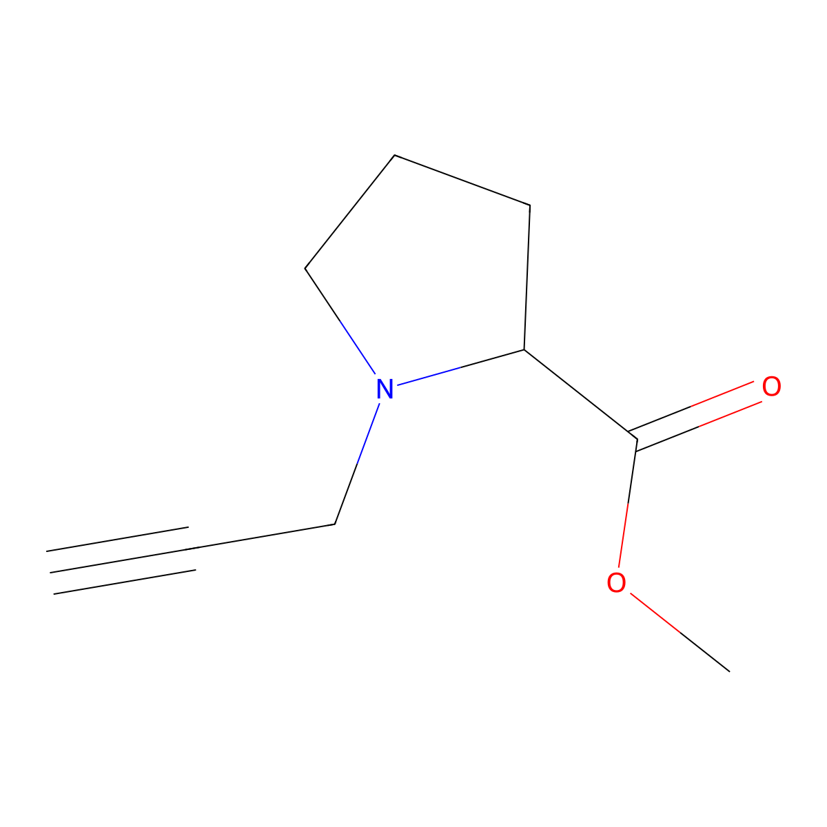 Methyl 1-(prop-2-yn-1-yl)pyrrolidine-2-carboxylate molecular structure, CAS 1442669-30-8