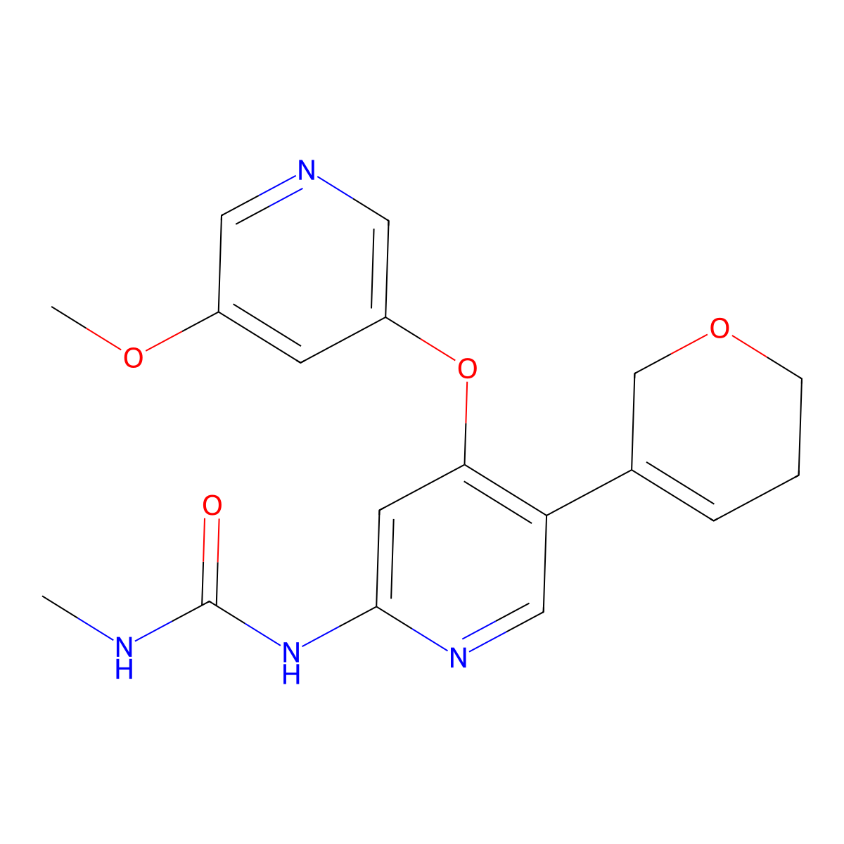 1-(5-(5,6-Dihydro-2H-pyran-3-YL)-4-((5-methoxypyridin-3-YL)oxy)pyridin-2-YL)-3-methylurea molecular structure, CAS 1442675-99-1