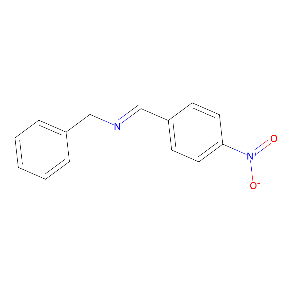 Benzenemethanamine, N-[(4-nitrophenyl)methylene]- molecular structure, CAS 14428-97-8