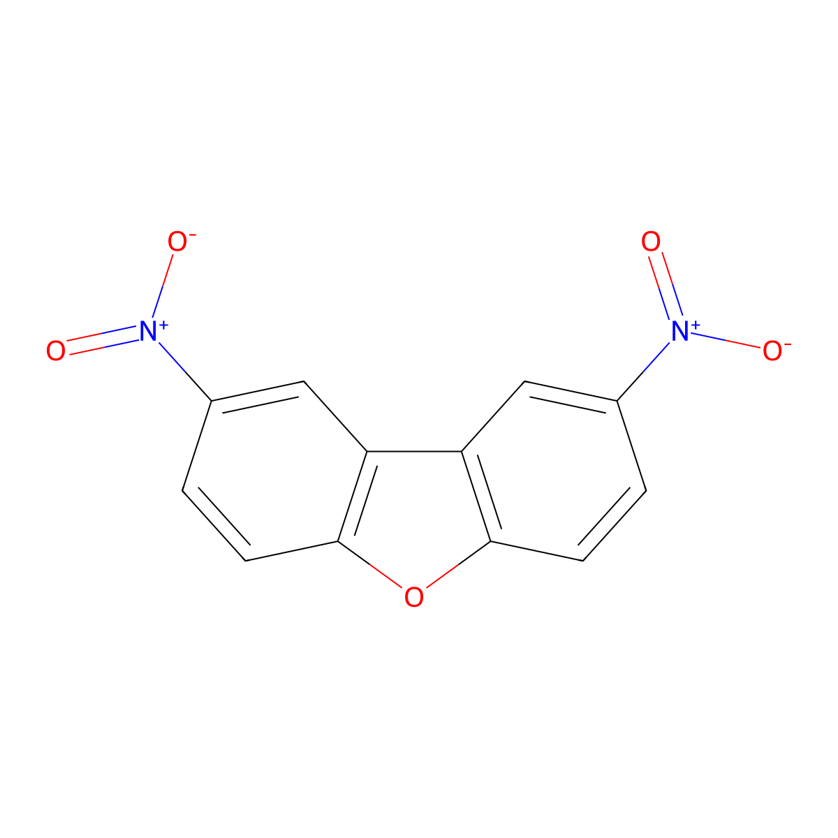 Dibenzofuran, 2,8-dinitro- molecular structure, CAS 144280-50-2