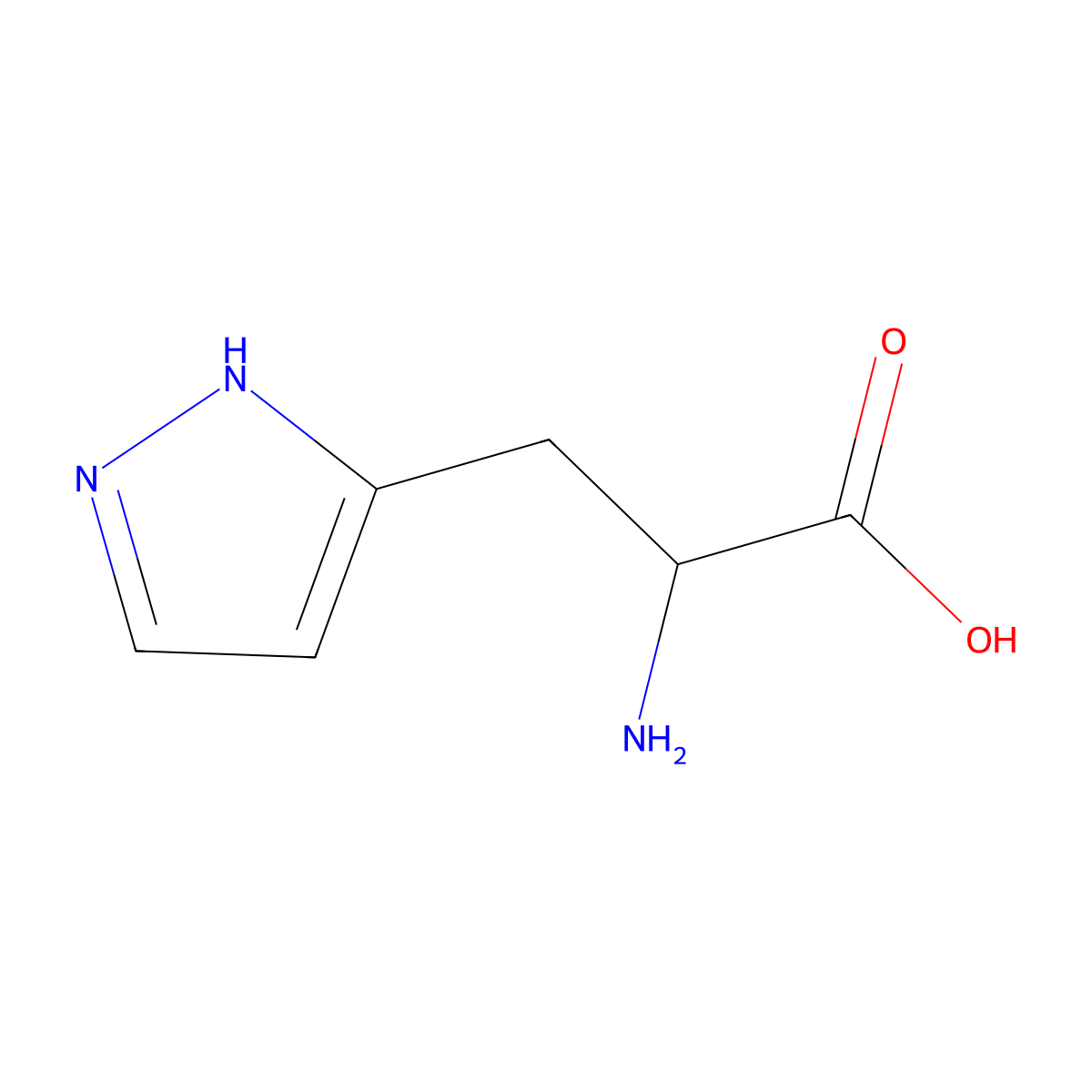 (S)-alpha-Amino-1H-pyrazole-3-propanoic acid molecular structure, CAS 14429-70-0
