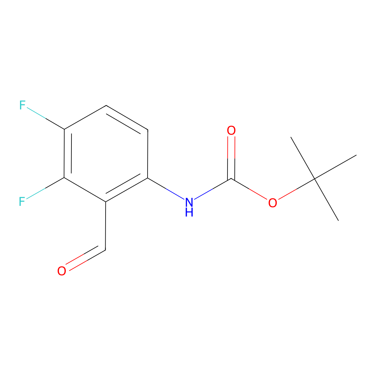 tert-butyl N-(3,4-difluoro-2-formylphenyl)carbamate molecular structure, CAS 144298-09-9