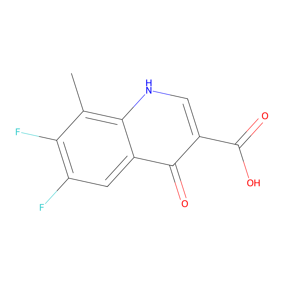 6,7-Difluoro-8-methyl-4-oxo-1,4-dihydroquinoline-3-carboxylic acid molecular structure, CAS 144298-26-0