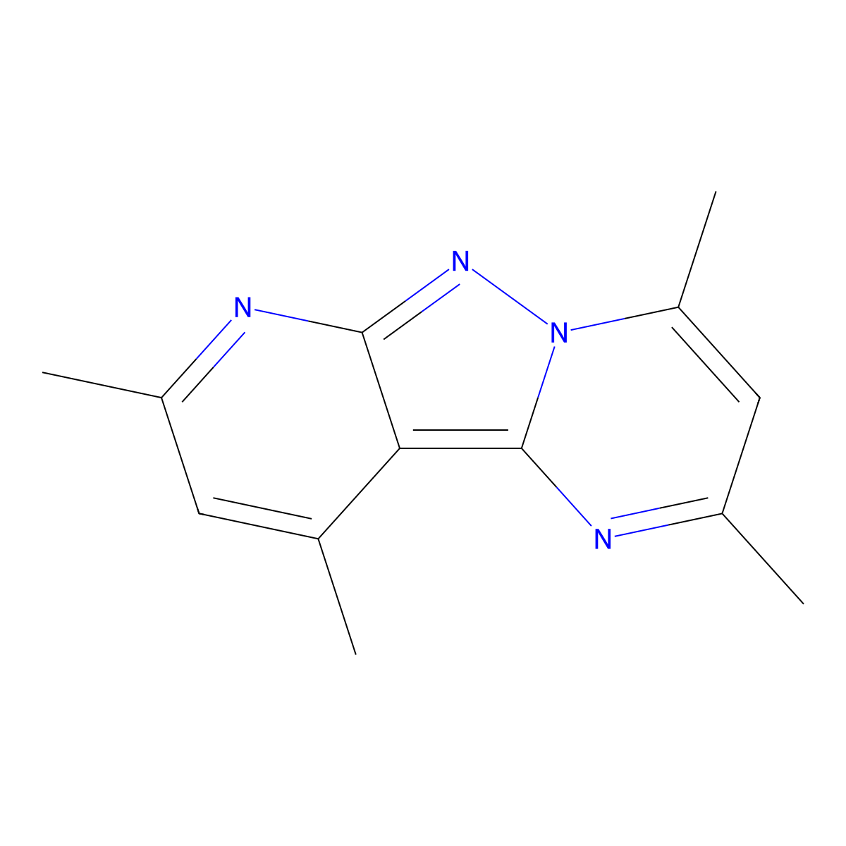 2,4,8,10-Tetramethylpyrido[2',3':3,4]pyrazolo[1,5-a]pyrimidine molecular structure, CAS 1443-23-8