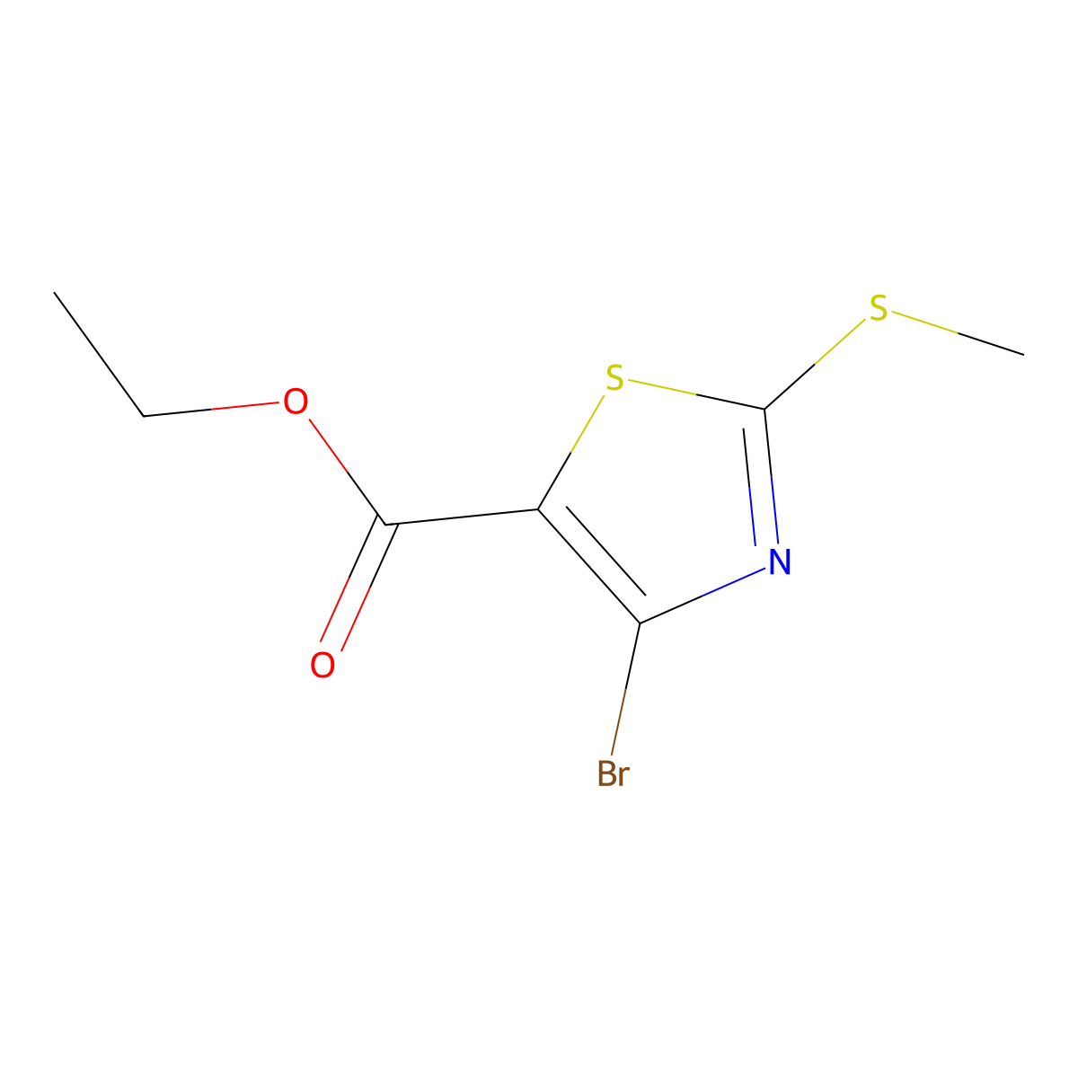 Ethyl 4-bromo-2-(methylsulfanyl)-1,3-thiazole-5-carboxylate molecular structure, CAS 1443014-87-6