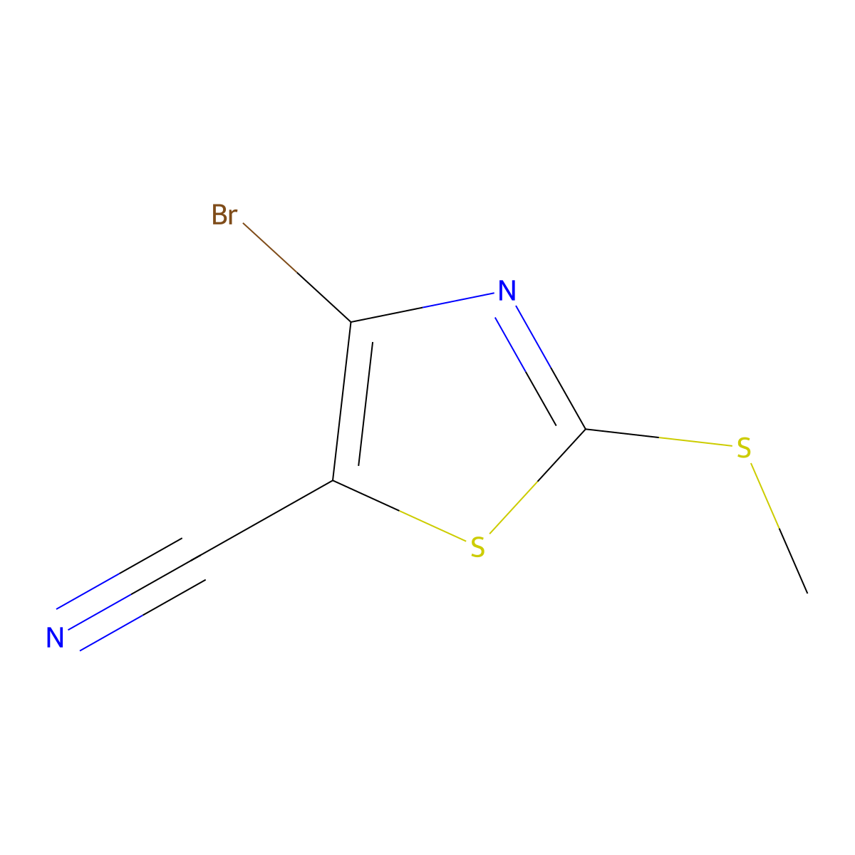 4-Bromo-2-(methylsulfanyl)-1,3-thiazole-5-carbonitrile molecular structure, CAS 1443014-90-1