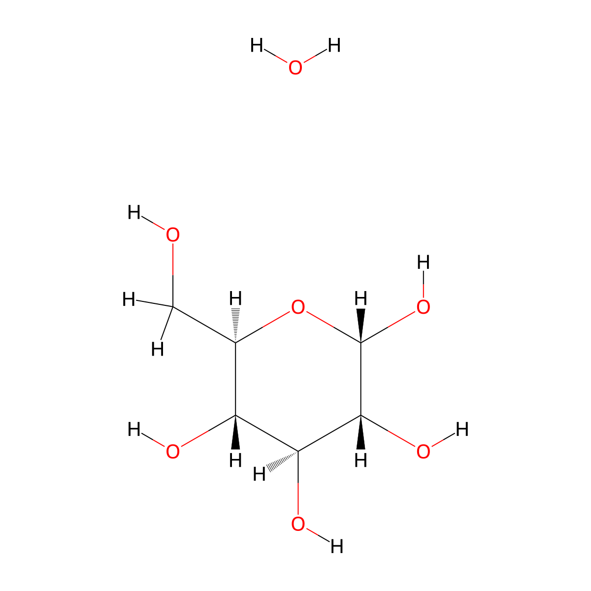 alpha-D-Glucose monohydrate molecular structure, CAS 14431-43-7