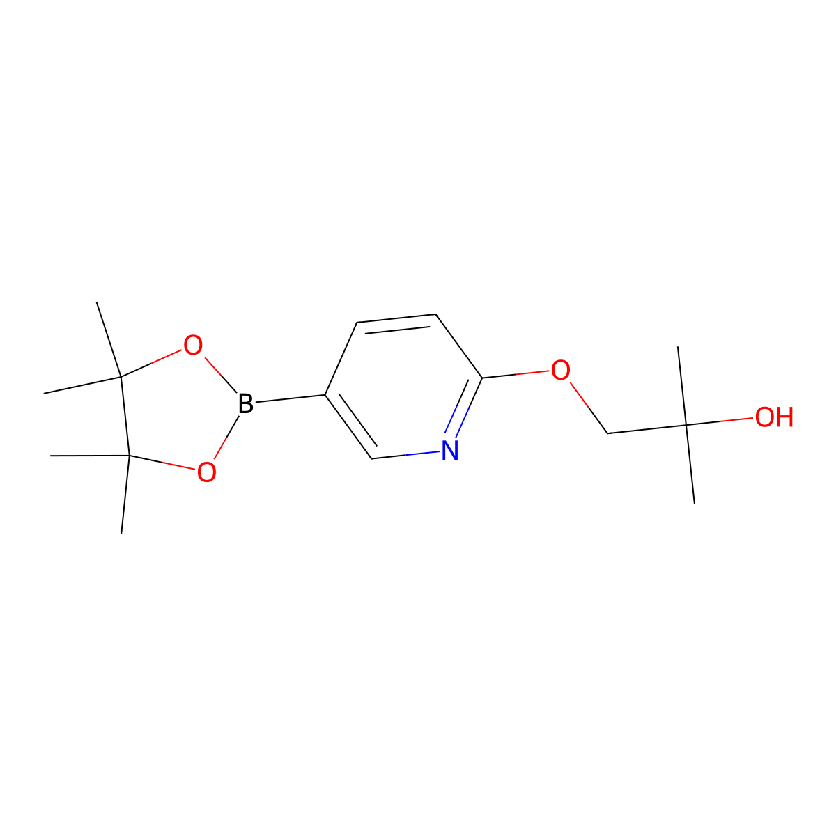 2-Methyl-1-((5-(4,4,5,5-tetramethyl-1,3,2-dioxaborolan-2-YL)pyridin-2-YL)oxy)propan-2-OL molecular structure, CAS 1443110-79-9