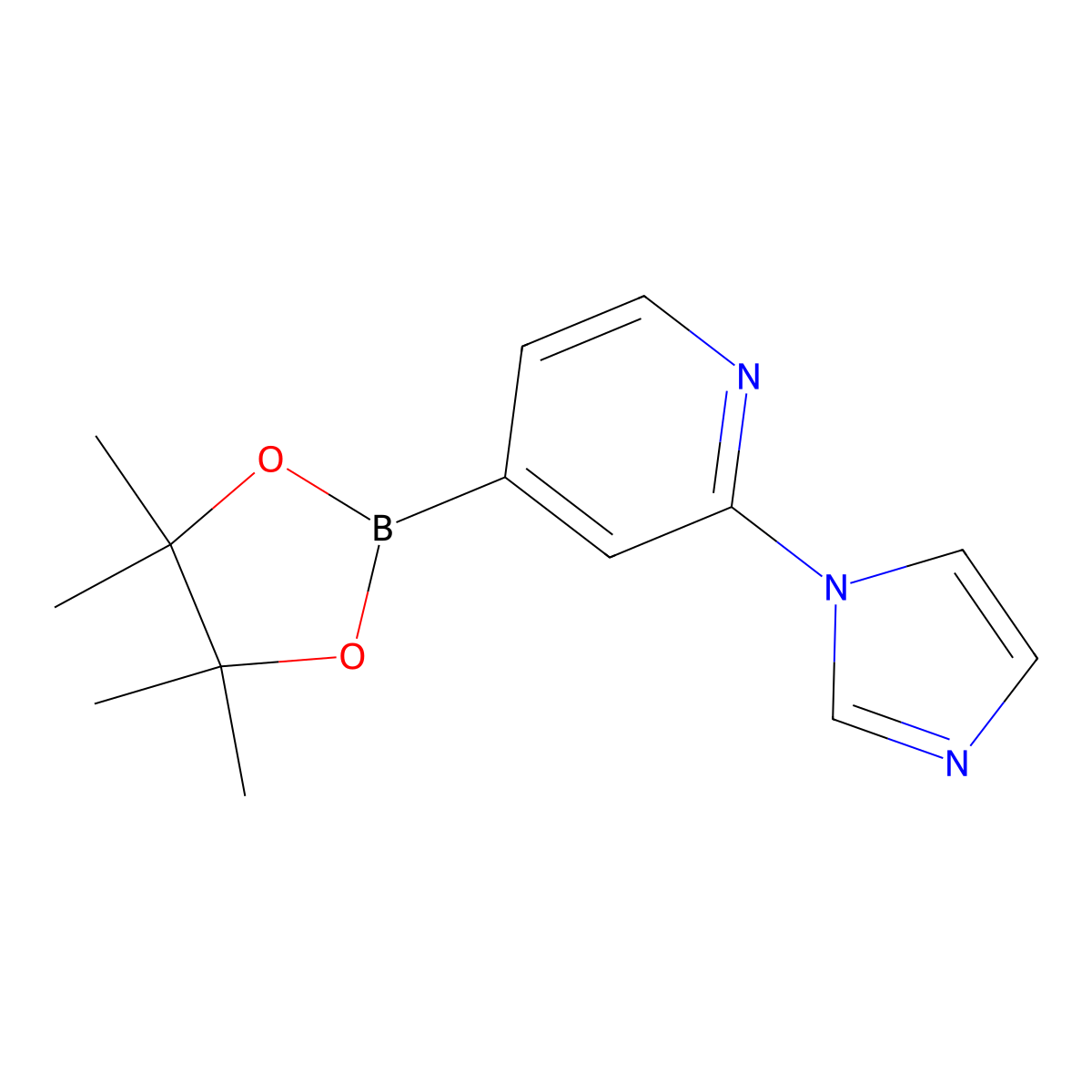 2-(1H-Imidazol-1-YL)-4-(4,4,5,5-tetramethyl-1,3,2-dioxaborolan-2-YL)pyridine molecular structure, CAS 1443111-87-2