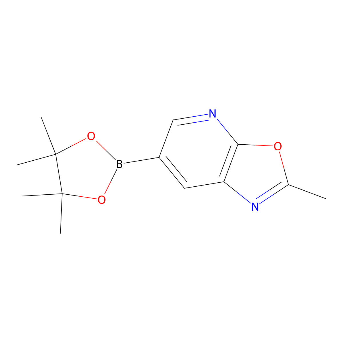 2-Methyl-6-(4,4,5,5-tetramethyl-1,3,2-dioxaborolan-2-YL)oxazolo[5,4-B]pyridine molecular structure, CAS 1443111-89-4