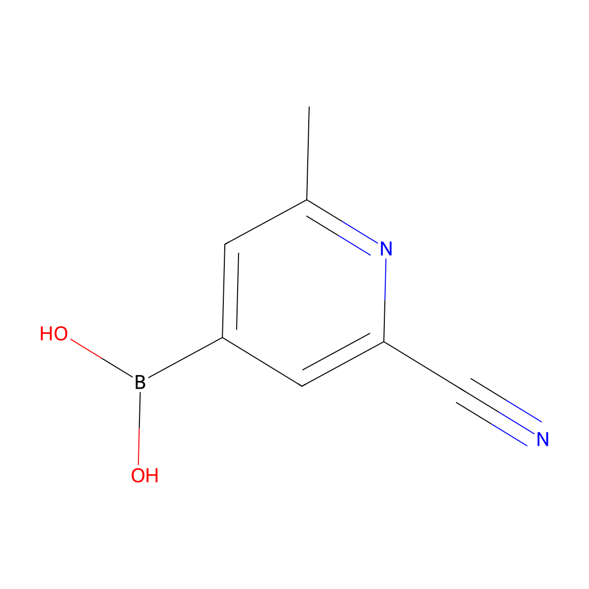 (2-Cyano-6-methylpyridin-4-YL)boronic acid molecular structure, CAS 1443112-27-3