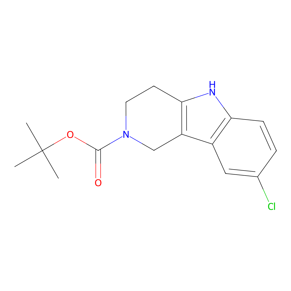 tert-Butyl 8-chloro-3,4-dihydro-1H-pyrido[4,3-b]indole-2(5H)-carboxylate molecular structure, CAS 1443129-65-4