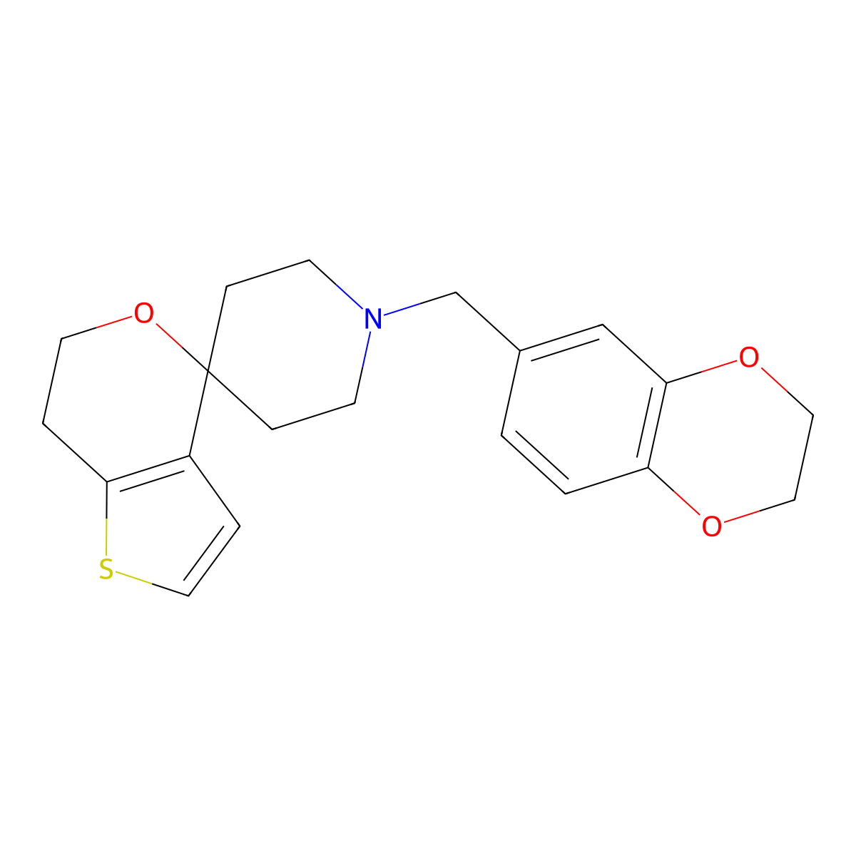1'-(2,3-Dihydro-1,4-benzodioxin-6-ylmethyl)spiro[6,7-dihydrothieno[3,2-c]pyran-4,4'-piperidine] molecular structure, CAS 1443138-53-1