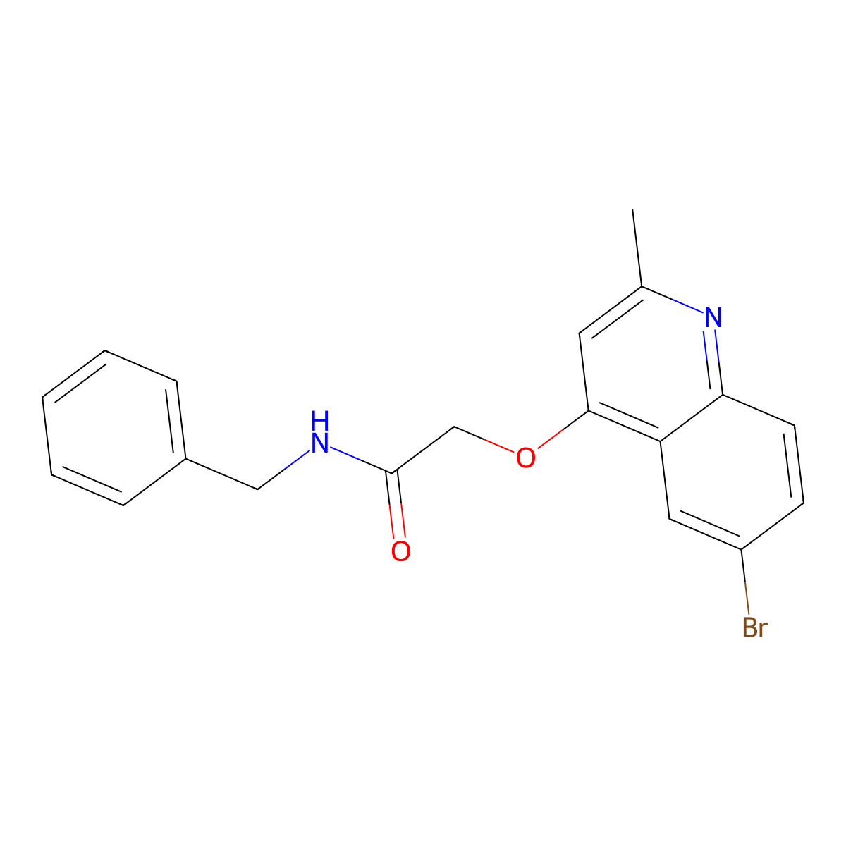 N-Benzyl-2-(6-bromo-2-methyl-quinolin-4-yloxy)-acetamide molecular structure, CAS 1443139-14-7