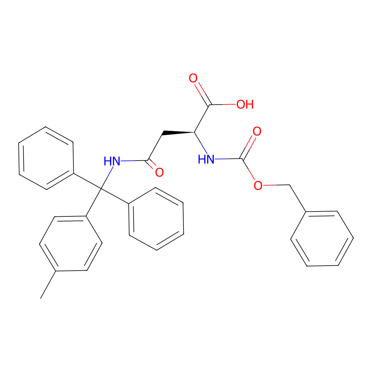 (S)-2-(((Benzyloxy)carbonyl)amino)-4-((diphenyl(p-tolyl)methyl)amino)-4-oxobutanoic acid molecular structure, CAS 144317-18-0