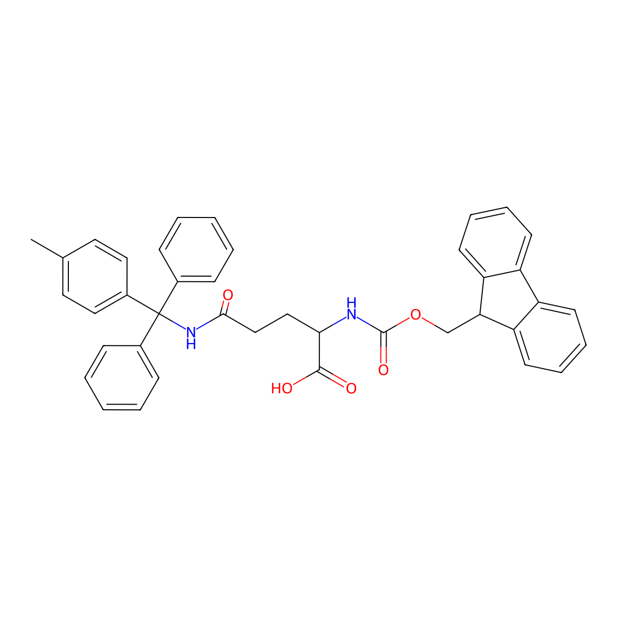 Fmoc-Gln(Mtt)-OH molecular structure, CAS 144317-23-7