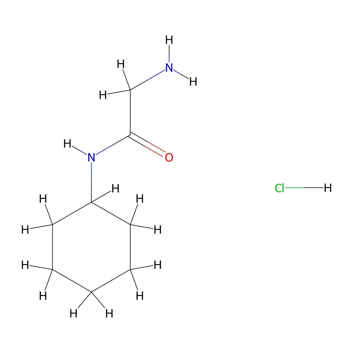 2-amino-N-cyclohexylacetamide hydrochloride molecular structure, CAS 14432-21-4