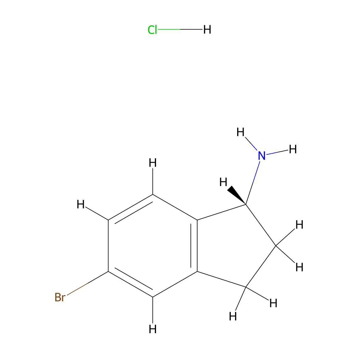 (R)-5-Bromo-2,3-dihydro-1H-inden-1-amine hydrochloride molecular structure, CAS 1443238-61-6