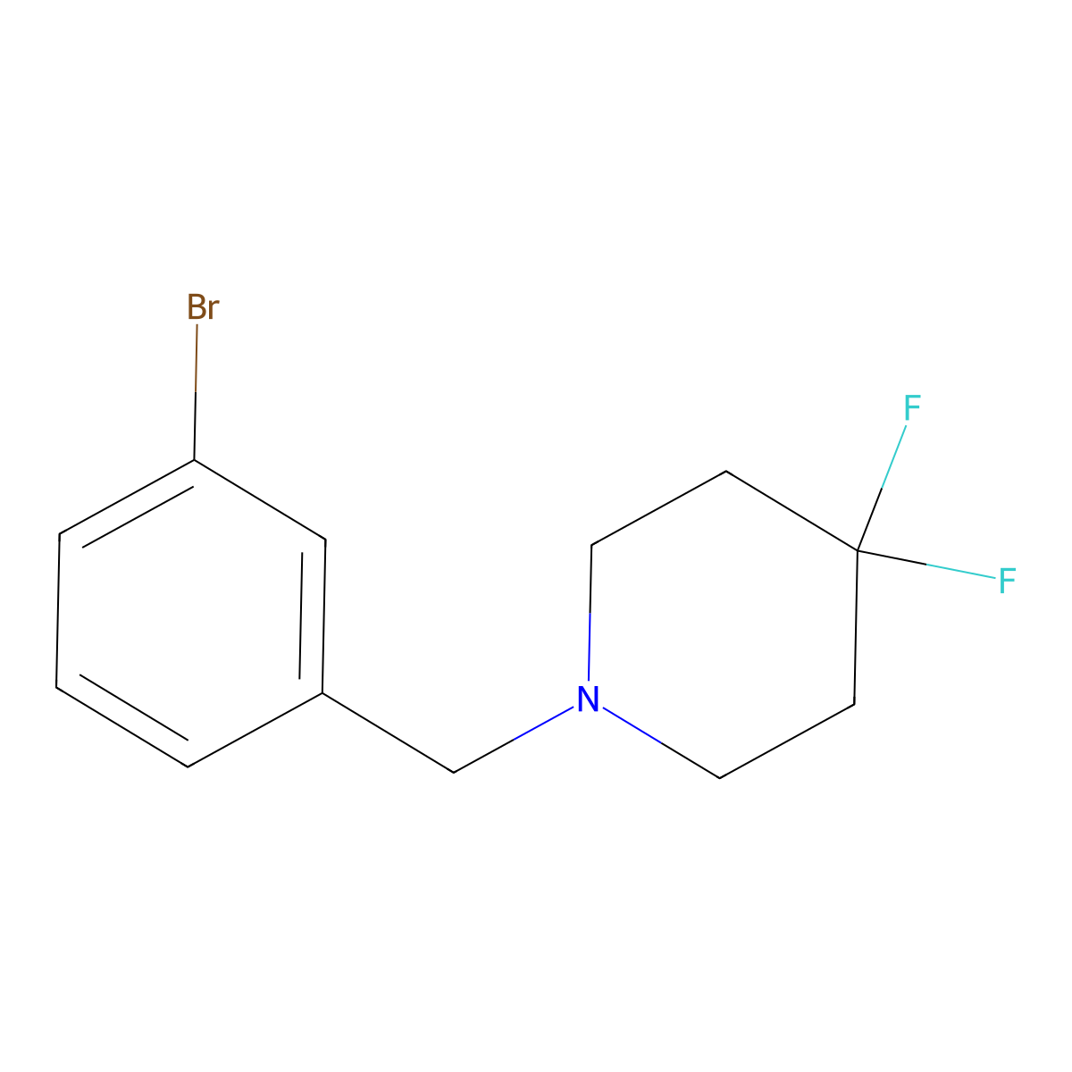 1-[(3-Bromophenyl)methyl]-4,4-difluoropiperidine molecular structure, CAS 1443247-99-1
