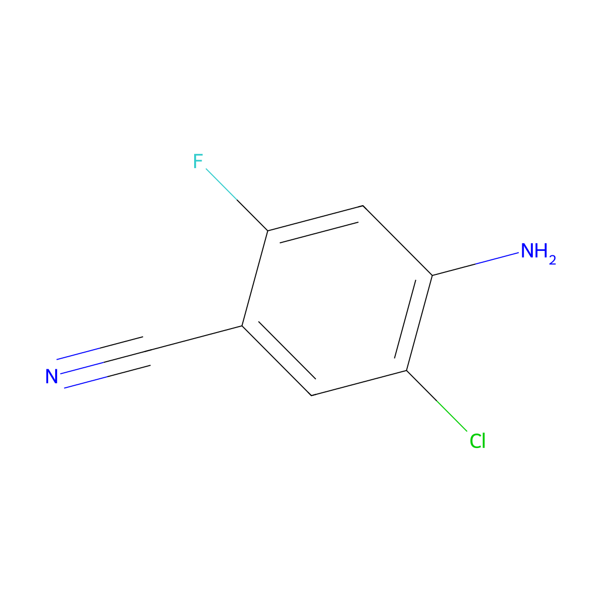 4-Amino-5-chloro-2-fluoro-benzonitrile molecular structure, CAS 1443253-03-9
